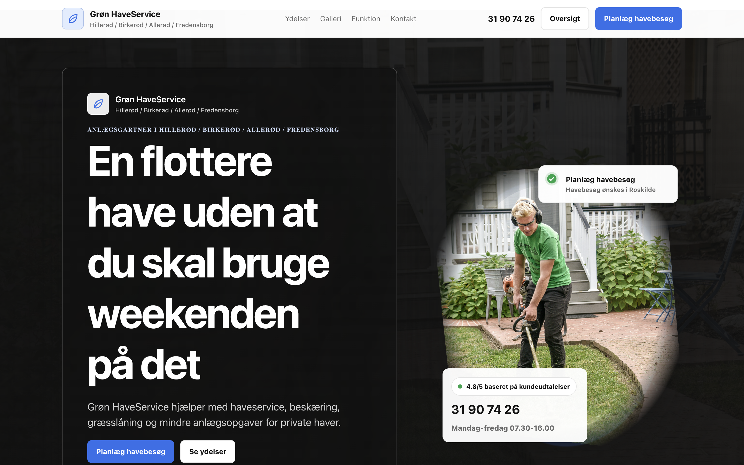 Hero screenshot for anlægsgartner hjemmeside